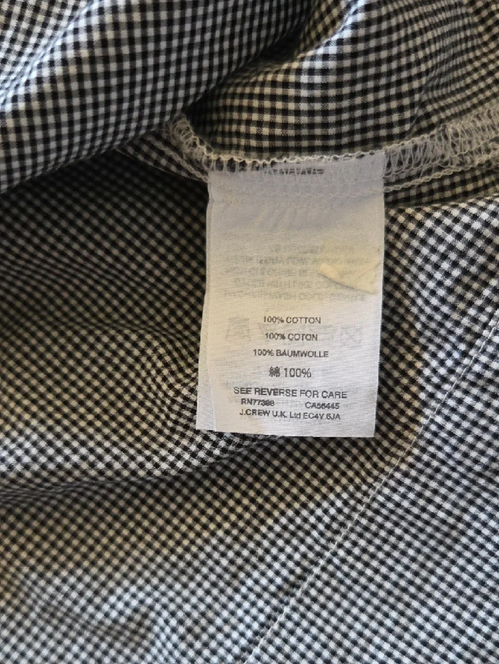 J. Crew Gray Checked Square Neck Peasant Blouse 100% Cotton Sz 8 Boho Cottage